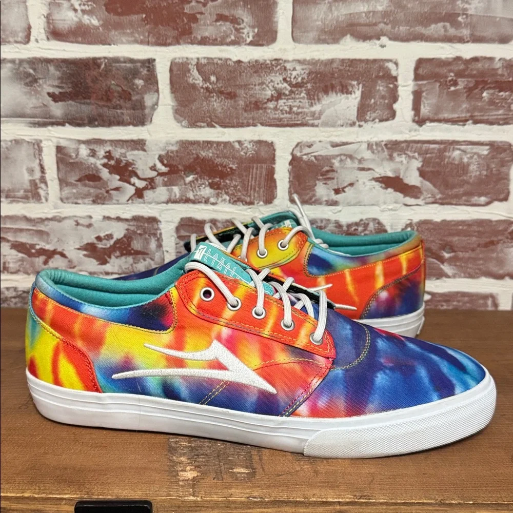 Lakai Men's Griffin Sneakers- Orange Tie-Dye / Lace-Up / Low-Top / Size 11 - Picture 2 of 11